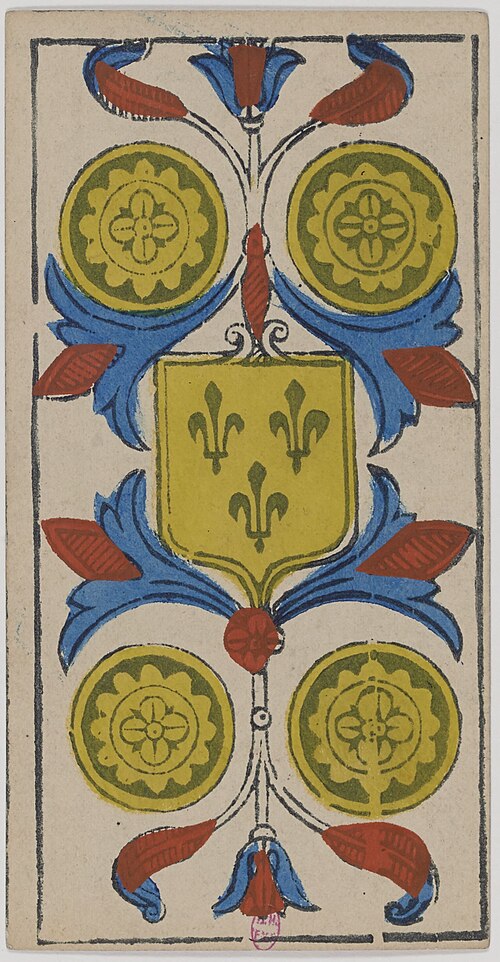 Vier der Münzen · Historisches Marseille-Tarot