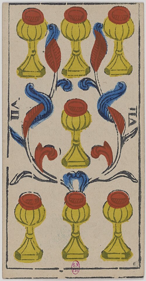 Sieben der Kelche · Historisches Marseille-Tarot