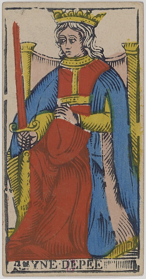 Königin der Schwerter · Historisches Marseille-Tarot