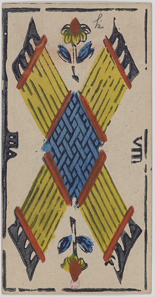 Acht der Stäbe · Historisches Marseille-Tarot