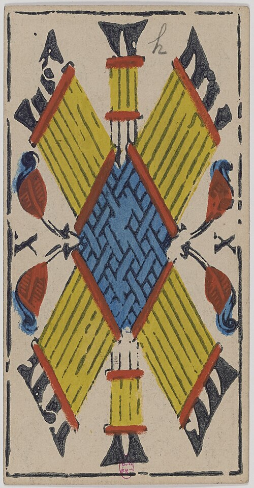 Zehn der Stäbe · Historisches Marseille-Tarot